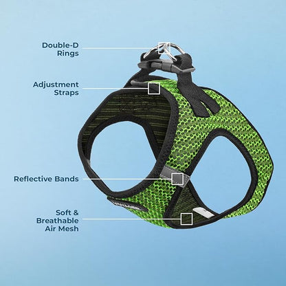 Best Pet Supplies Voyager Step-in Air Harness - All Weather Mesh, Reflective, No Pull Harness for Dogs, Cats - Secure with Hook & Loop Fastener, Buckle, Double D-Rings - Lime Green 2-Tone, L