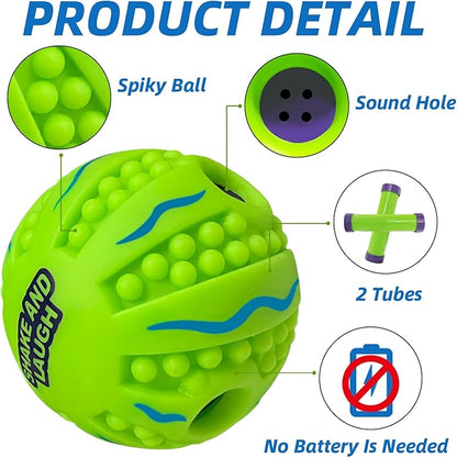 Spiky Interactive Dog Toys Ball, Shaking with Gibbering Sound, for Training, Teeth Cleaning & Herding, Wave, L, 3.94 in (10 cm)