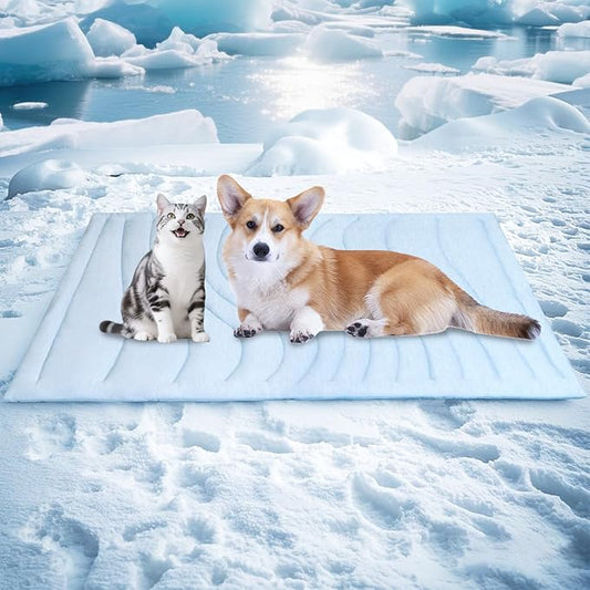 BECEMURU Dog Cooling Mat - 36" x 23" Reversible Cooling Pad for Crate, Kennel, Bed, Sofa - Machine Washable, Durable, Non-Gel - Keep Your Pet Cool and Comfortable (Cloud-M: 36" L x 23" W x 0.8" Th)