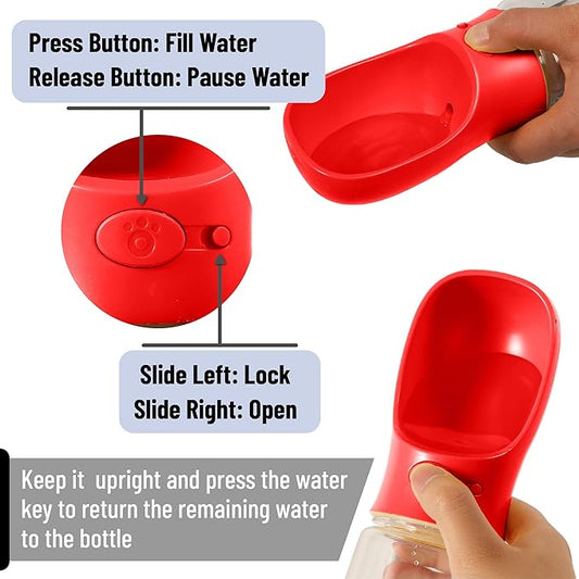 Mr. Pen- Dog Water Bottle, 19 oz, Large, Red, Portable Dog Water Bottle Dispenser, Not Dishwasher Safe
