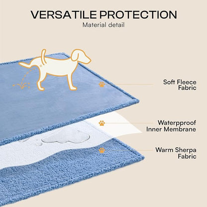 Luciphia Waterproof Pet Blanket, Liquid Pee Proof Dog Blanket for Sofa Bed Couch, Reversible Sherpa Fleece Furniture Protector Cover for Small Medium Large Dogs Cats, Navy Blue Medium（57" x 40"）