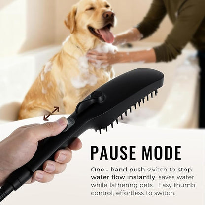 G-Promise 3 Mode Dog Shower Attachment with Pause Mode, Dog shower Sprayer with 86 Inches Stainless Steel Hose, Metal Diverter, Adhesive Holder, for Fast and Easy Dog Bathing and Cleaning(Matte Black)