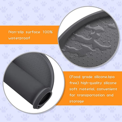 100% Waterproof 1.0" Raised Edge BPA Free Silicone Dog Food Mat, Pet Cat Feeding Mats Contain Spills Protects Floors, Placemats for Cats and Dogs Water Bowl Dishwasher XXL Large.