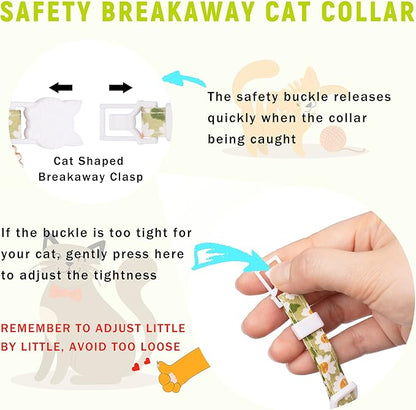 Airtag Cat Collar, JXFUKAL Kitten Collar Breakaway with Silicone Airtag Holder, Bells & Flower Charm for Girl Cats Boy Cats Small Dogs(Luminous Green)