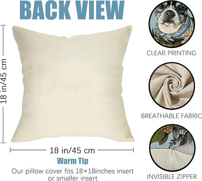 Fahrendom Winter Dogs Decorative Throw Pillow Covers 18 x 18 Set of 4, Boston Terrier Labrador Goldendoodle Porch Outdoor Pillowcase Pet Owner Lover Gifts, Christmas Sofa Couch Cushion Case Home Decor