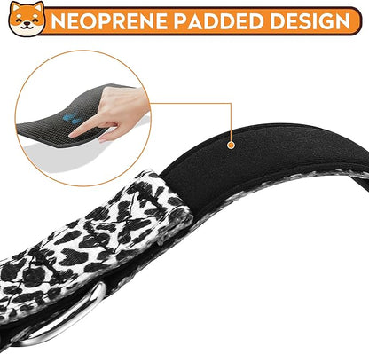 Reflective Dog Collar, Adjustable Soft Neoprene Padded Nylon Pet Collars with Buckle for Puppy and Small Dogs, Cats, Black White Cow,S