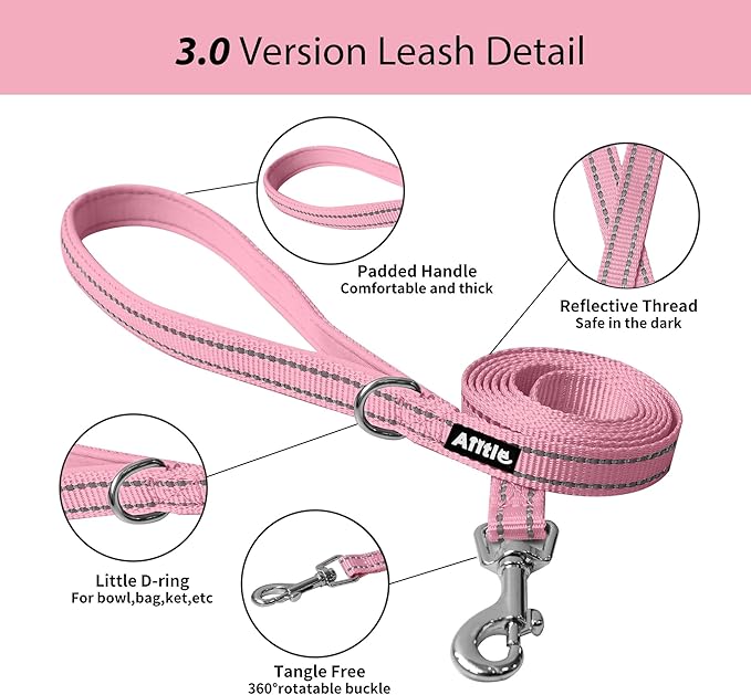 AIITLE Escape Proof Dog Harness - Step in Adjustable Dog Harness No Choke Over with Breathable Mesh and Quick-Release Buckle for All Weather- Outdoor Walking, Training for Medium Dogs Pure Pink XL