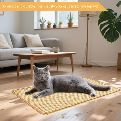 6 Pcs Cat Scratcher Mat, Sisal Cat Scratching Pad Scratch Mat for Cat with Adhesive Loop Tape Cat Scratch Pad Rug for Protect Wall Couch Carpet Window Perch (15.7x7.8 Inch)