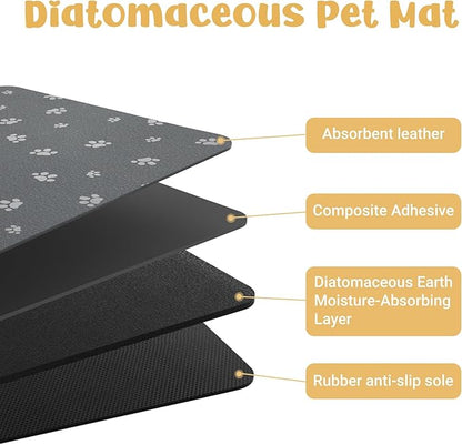 Dog Food Mat, Diatom Ooze Cat Water Mats Non Slip for Floors Waterproof and Water Absorption, Easy to Clean-Dog Paw (15.5" H*23.5" L)