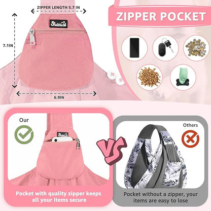 SlowTon Dog Carrier Sling - Thick Padded Shoulder Strap Adjustable Dog Carriers for Small Dogs, Puppy Carrier Purse for Pet Cat with Front Zipper Pocket Safety Belt Machine Washable (PH, XS)