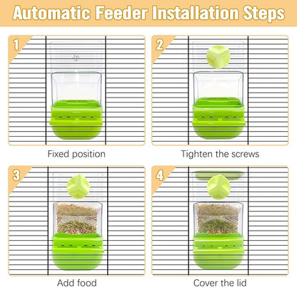 BNOSDM No Mess Bird Cage Feeders Automatic Bird Feeder Parrot Cage Accessories Transparent Seed Food Container with Perch for Finches, Parakeets, Budgies, Lovebirds, Cockatoos, Canaries (Green)