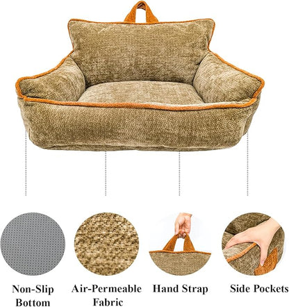 Orthopedic Dog Bed with Memory Foam, Washable Plush Pet Bed for Small, Medium & Large Dogs, Cozy Bolster Crate Dog Bed for Joint Support & Comfort.(Brown)