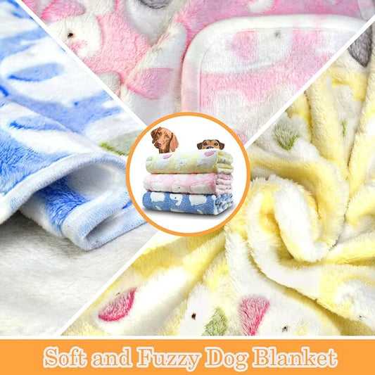 Dog Blankets for Medium Large Dogs, 3 Pack Washable Pet Throw 41" x 31", Fuzzy Soft Puppy Cover for Kennel Crate Bed