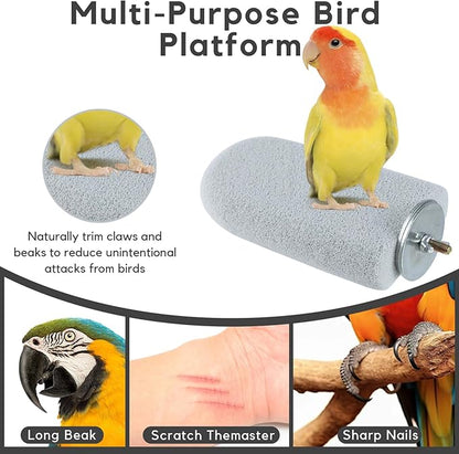 3PCS Bird Beak Grinding Stone, Natural Pumice Bird Parrot Cage Perch Stand Platform Foot Claws Trimmer Toys for Budgies, Parakeets, Cockatiels, Conures