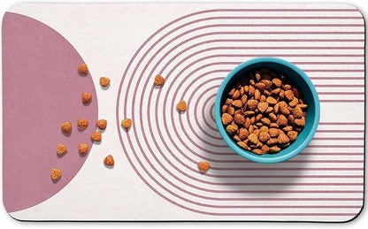 Dog Food Mats for Floors Waterproof, Cat Water Bowl Mats Pet Feeding Absorbent Mat Placemats for Food and Water Pink Bohemia 17 * 30 inch