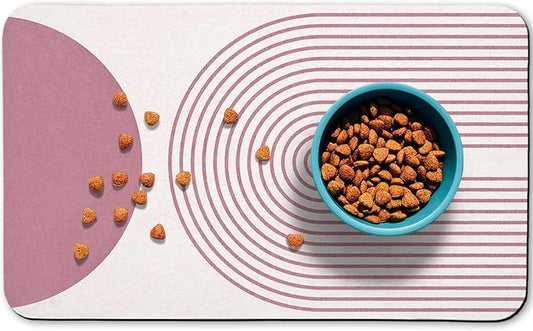 Dog Food Mats for Floors Waterproof, Cat Water Bowl Mats Pet Feeding Absorbent Mat Placemats for Food and Water Pink Bohemia 17 * 30 inch