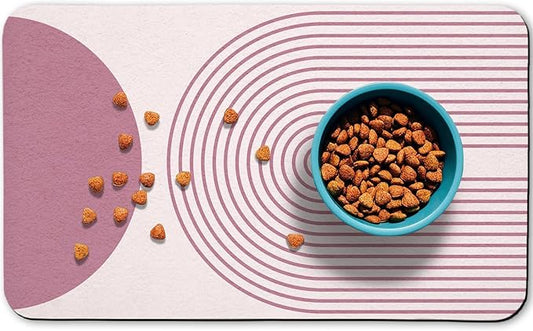 Dog Food Mats for Floors Waterproof, Cat Water Bowl Mats Pet Feeding Absorbent Mat Placemats for Food and Water Pink Bohemia 24 * 32 inch