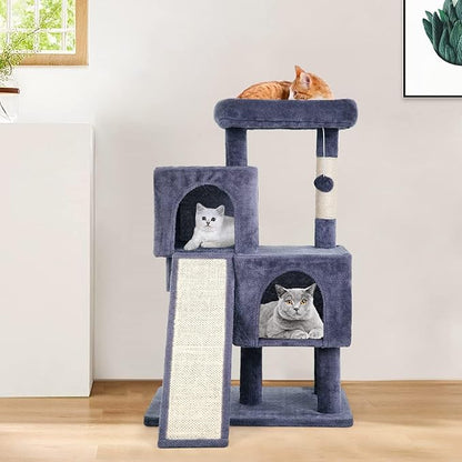 Cat Tree Tower, 36.4" Small Cat Tower for Indoor Cats with Cat Scratching Post with Bed, Cat Condo, Hang Ball, Multi-Level Cat Climbing Tower Cat Trees Cat Furniture Activity Center, Dark Grey