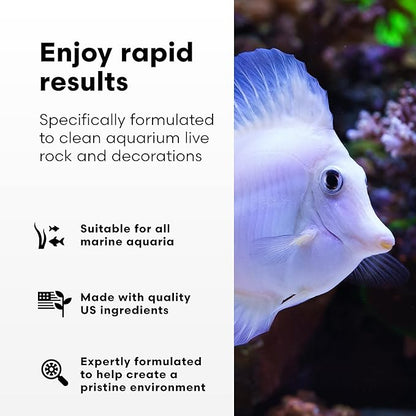 Brightwell Aquatics MicroBacter Clean - Microbial Culture & Enzyme Blend Fish Tank Cleaner - Cleans Live Rock Surfaces for Saltwater Fish Habitats - Aquarium Water Treatments, 135.25 fl oz