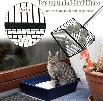 10inch Chicken Poop Scooper, Large Coop Litter Scoop with Stainless Steel Handle 4 in 1 Chicken Coop Pooper Shovel (36 to 63") Chicken Coop Accessories for Chicken Coop Cleaning