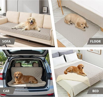 Ameritex Waterproof Pet Bed Cover Anti-Slip Dog Bed Blanket for Sofa and Furniture Waterproof New Pattern Design (Khaki, 40x50 Inch (Pack of 1))