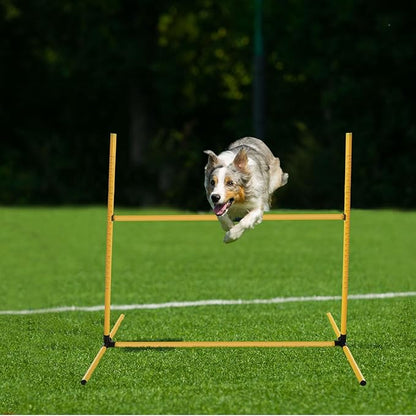 6 Pcs Dog Agility Training Equipments Dog Agility Jumps Hurdles Adjustable Jumps Hurdles Pet Jump Bars with Bag and Whistle for Indoor Outdoor Dogs Pet Jump Course Game(Yellow)