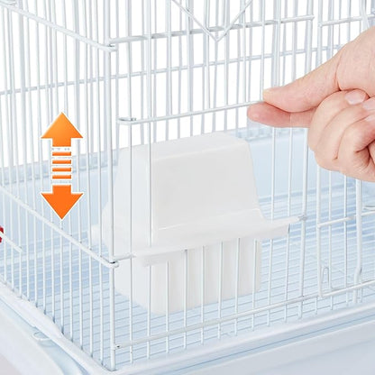 Yaheetech 62.5-inch Roof Top Flight Bird Cage for Parakeets Cockatiels Conures Finches Lovebirds Canaries Budgies Small Parrots, Large Birdcage with Detachable Rolling Stand, White