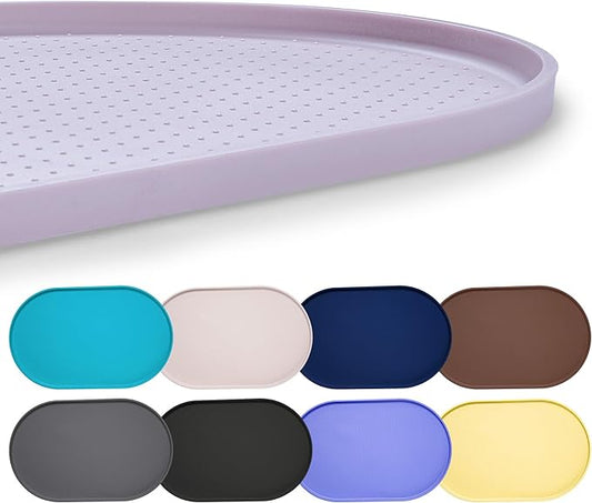 Hubulk 100% Waterproof Silicone Pet Feeding Mat with Raised Edge for Food and Water, Dog Bowl Mats, Cat Bowls Placemat with High Lip Protects Floor for Cats and Dogs (Dove, 24" L x 16" W)