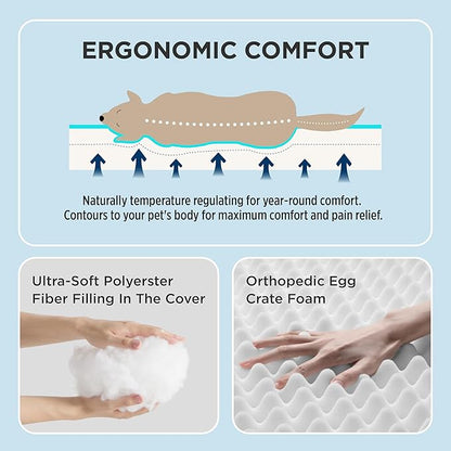 Bedsure Cooling Dog Beds Large Sized Dog - Extra-Large Comfy Flat Puppy Bed with Removable Washable Cover, Orthopedic Egg Crate Foam Pet Mat, Suitable for Pet Up to 100 lbs