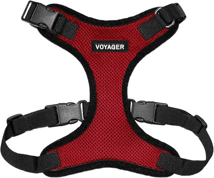 Voyager Step-in Pet Harness - All Weather Mesh, Adjustable Step in Harness for Cats and Dogs by Best Pet Supplies - Red/Black Trim, XL