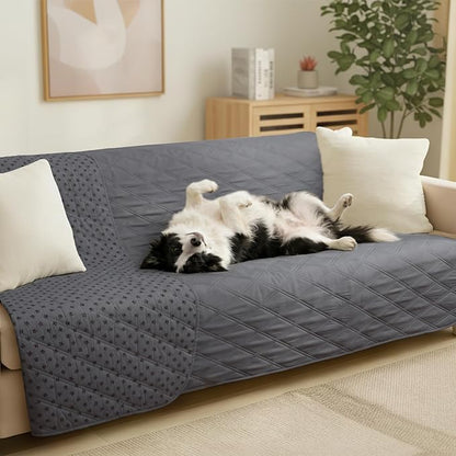 Luciphia 100% Waterproof Couch Cover Blanket for Dogs Anti-Slip Pet Couch Protector Sofa Mat Puppy Cat with Non-Slip Bottom, Grey, 52x82 Inch