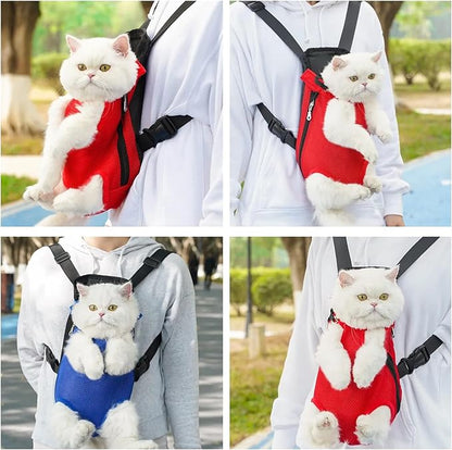 Dog Carrier Backpack, Adjustable Puppy Front Carrier Backpack, Ventilated Dog Chest Carrier for Hiking Camping Travel, Sling Bag for Small Medium Dog Cat Rabbit Puppies, Suit 5-9 lbs (Blue, M)