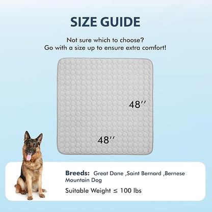 MICROCOSMOS Summer Cooling Mat & Sleeping Pad- Water Absorption Top, Materials Safe, Easy Carry, EZ Clean. Keep Cooling for Pets, Kids and Adults.(Grey, 48" x48")