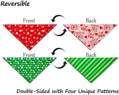 Valentine's & St. Patrick's Day Dog Bandana Set 2PCS-Small,Holiday Party Costumes,Pet Scarves for Boys and Girls,Dog Outfit Gifts for Small Dogs and Cats,Diverse Festive Styles
