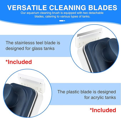 fishkeeper Aquarium Strong Magnetic Glass Cleaner Brush, Fish Tank Algae Magnet Cleaning Tool with 2 Detachable Scrapers, Mag Float Scrubber for 0.25-0.375Inch Glass and Acrylic Tanks