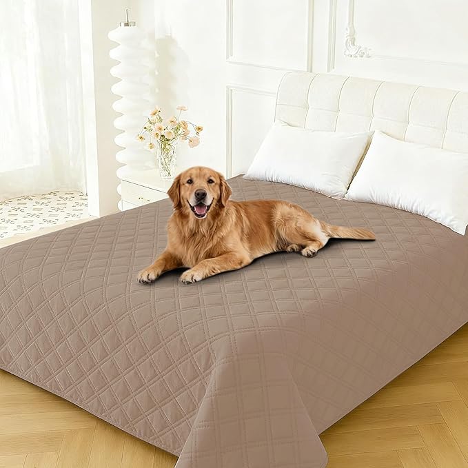 Waterproof Dog Bed Cover, Non-Slip Dog Blanket for Couch, Couch Covers for Dogs Washable, Pet Blanket for Furniture, Pet Bed Mat for Sofa, Car, Pet Supplies (82x102 Inch, Khaki)