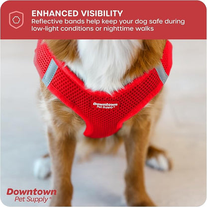 Downtown Pet Supply Step-in Dog Harness – No Pull, Adjustable Padded Mesh with Reflective Trim, Secure Buckle Strap – Comfortable & Breathable Small Dog Harness, Small, Red