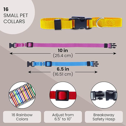 Okuna Outpost Puppy Collars - Quick-Release Buckle - Color-Coded Adjustable Puppy ID Collar - 6.5-10 in, Multicolor, Pack of 16