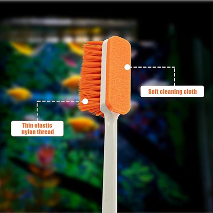 1PCS Small Aquarium Cleaning Tool, Algae Scraper for Fish Tank, Long Handle Aquarium Brush, Fish Tank Cleaner Adapted for Glass and Acrylic Aquariums (Longer)