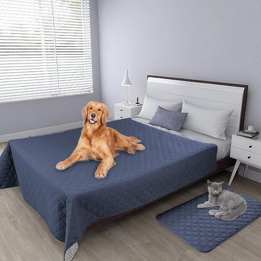 Easy-Going 100% Waterproof Dog Bed Cover, Non-Slip Pet Blanket for Furniture, Washable Couch Cover, Repleasement Sofa Cover (96x82 in,Navy)