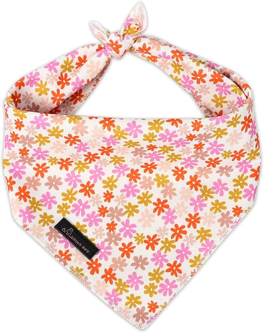 ARING PET Floral Dog Bandana, Spring Summer Daisy Flower Girl Pet Bandana Scarf Triangle Bibs for Puppy Small Medium Large Dogs-L