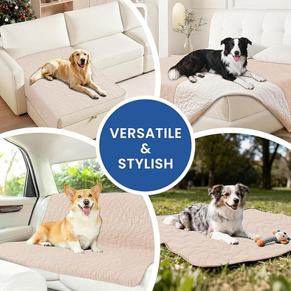 Waterproof Dog Bed Cover Pet Blanket, Soft Couch Cover for Dogs Washable, Non-Slip Dog Blanket Protect Furniture Couch Sofa Car for Puppy Large Dogs Cat (82x120 Inch, Beige)