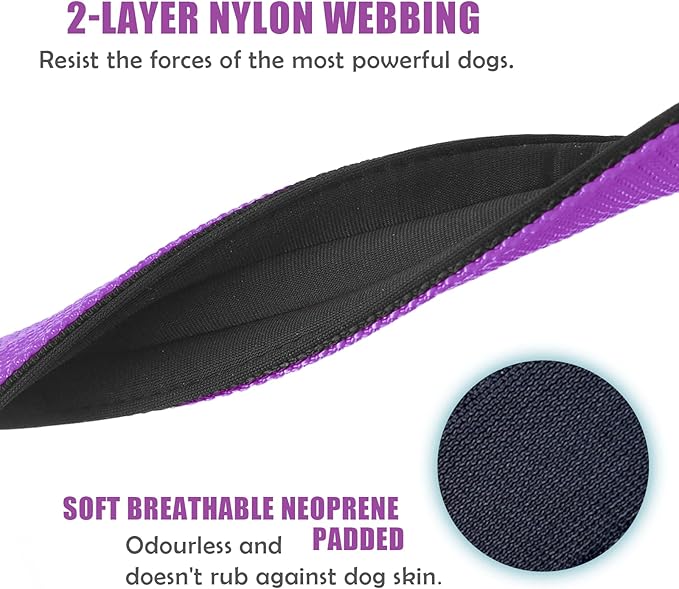 Heavy Duty Tactical Dog Collar - 1.5" Width Military Durable Thick Nylon with Adjustable Metal D Ring & Buckle Working Training K9 Collar for Medium Large Dogs (L(20"-23"), Purple)