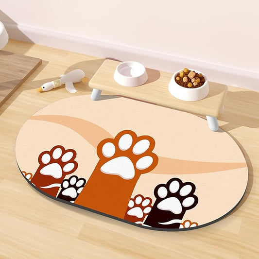 Cat Food Mat 24''x16'', Absorbent Cat Mats for Food and Water, Non-Slip Rubber Mat for Cats Bowls, Easy Store Pet Food Placemat, Mats for Under Cats Food Bowls, Fit with Kitchen, Living Room