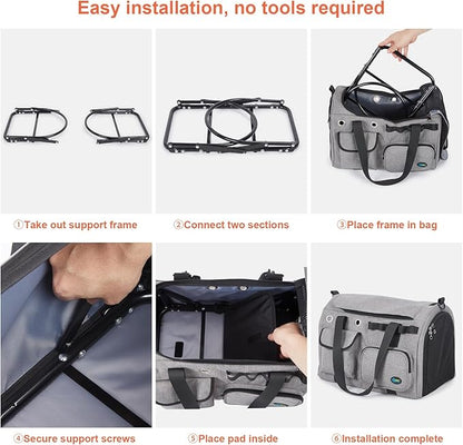 Ownpets TSA Airline Approved Large Pet Carrier, Soft Sided Cat Dog Carrier for Small Pets, Underseat, Waterproof, Foldable for Medium Big Cats 20 lbs+ & 2 Kittens/Puppies (17.7"x11.8"x12.2")