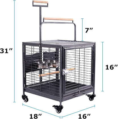 Travel Bird Cage, Easy to Wheel or Carry. Castor Wheels Included