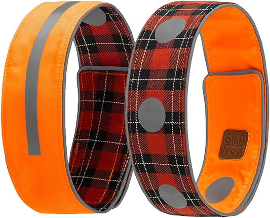 SPOT THE DOG! Reflective Dog Collar - Adjustable Pet Collars, Safe, Durable, Comfortable Dog Walking Accessories for Large Dog, Hunting Dog, Puppy, Boy, Girl Dog Collars (Blaze Orange, Red Plaid, L)