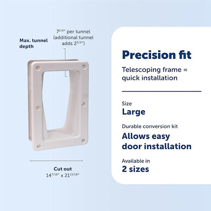 PetSafe Electronic Pet Door Wall Conversion Kit - for Electronic Doggie Door Installation in Thick Walls & Doors - Durable Plastic Frame with Telescoping Design - Large