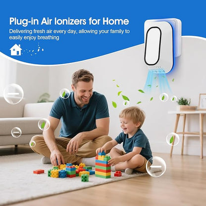 Plug in Air Ionizers 3-Pack, Negative Ion Air Purifier with Ice Blue Light, 2W Ultra-Low Energy Ionic Air Purifiers for home Bedroom Office Bathroom(3)