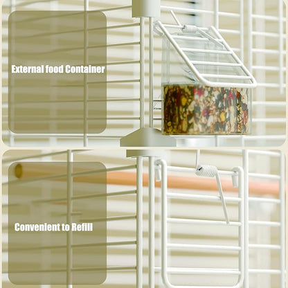 Basic Bird Cage, 24.8inch Parrot Cage (24.8" x 14.6" x 11"),Bird Cage with Ladder, Horizontal Bar, 2 Feeders, and Swing
